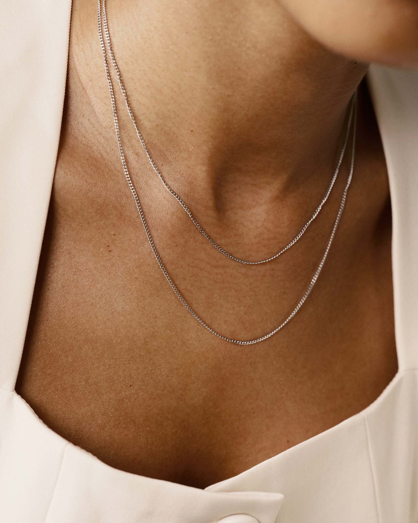 Thin Curb Chain Steel Small Necklace