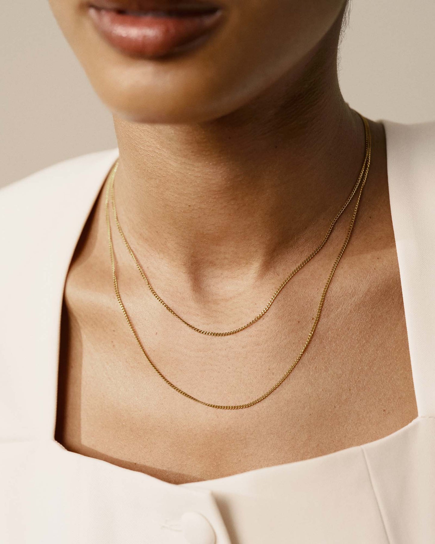 Thin Curb Chain Gold Medium Necklace
