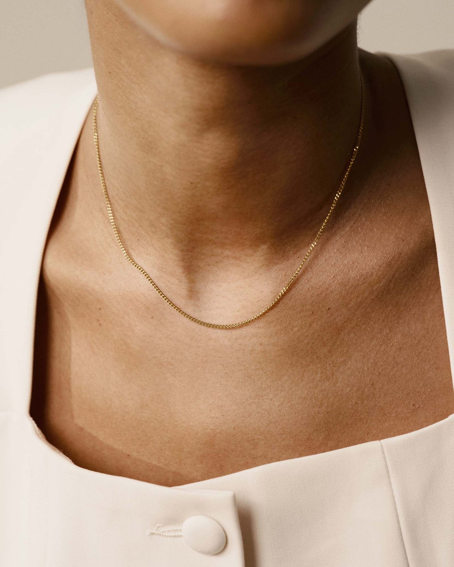 Thin Curb Chain Gold Medium Necklace