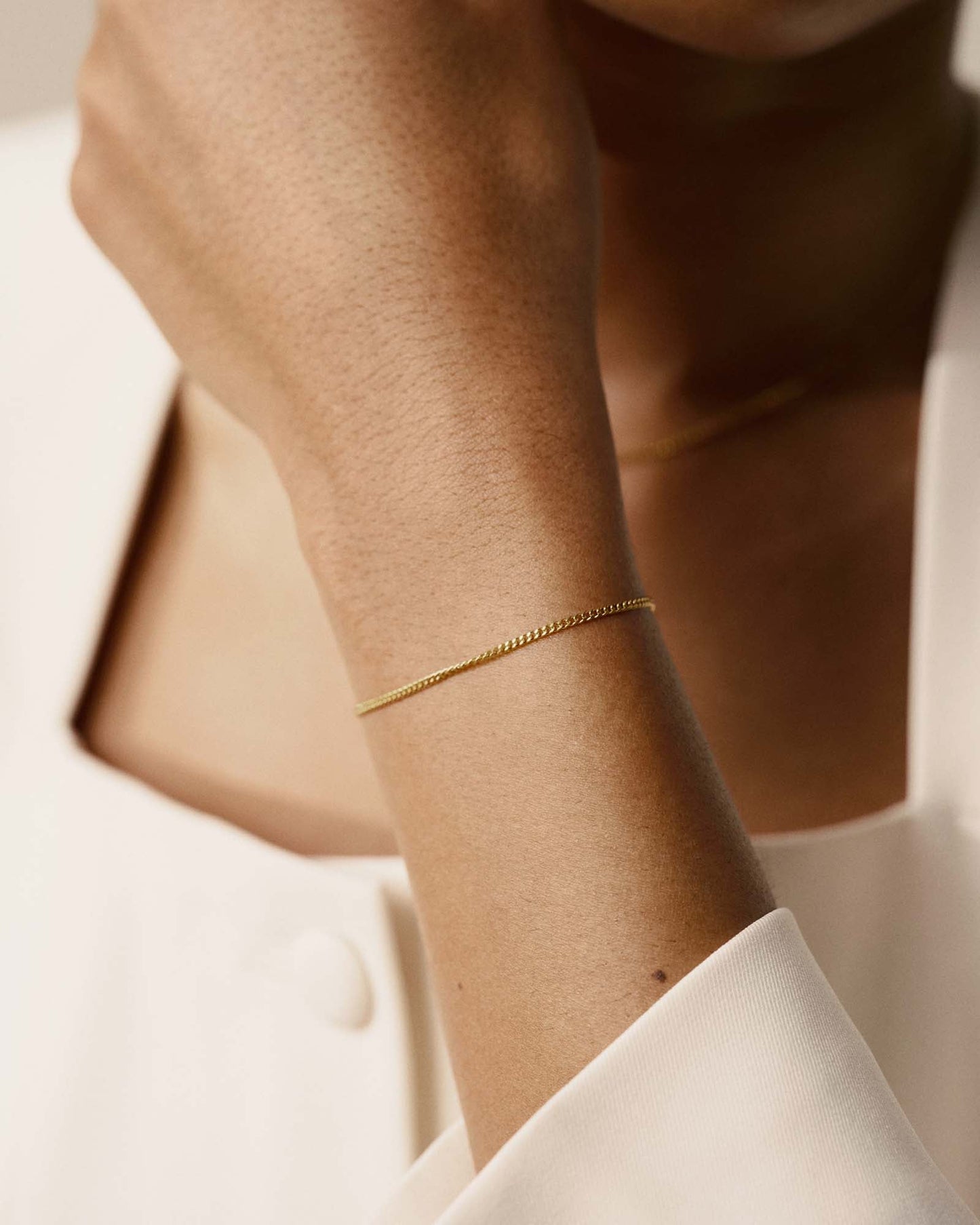 Thin Curb Chain Gold Bracelet