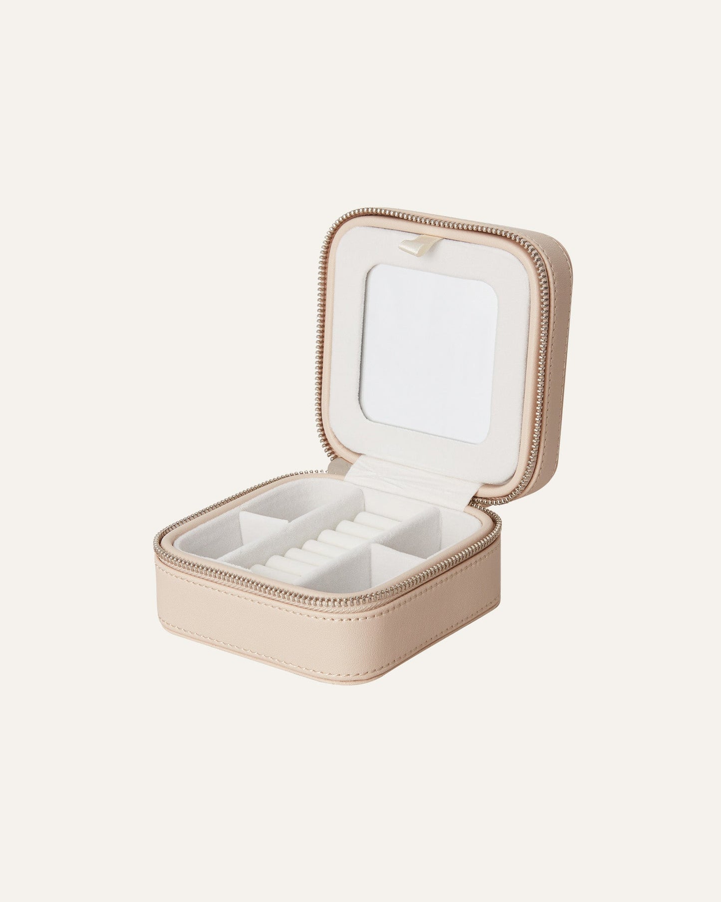 Gratis smykkeveske liten beige