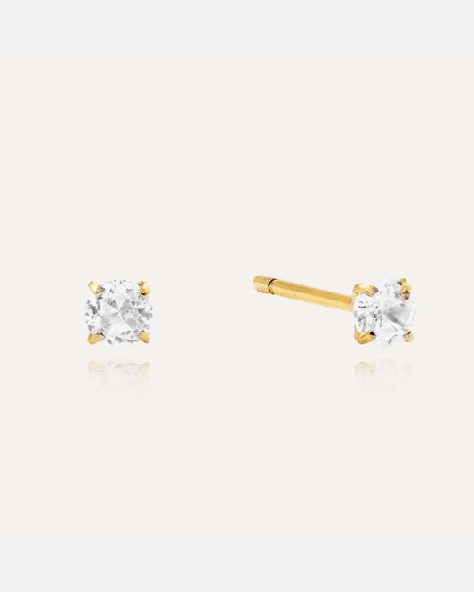 Jolie Gold Small Studs - White