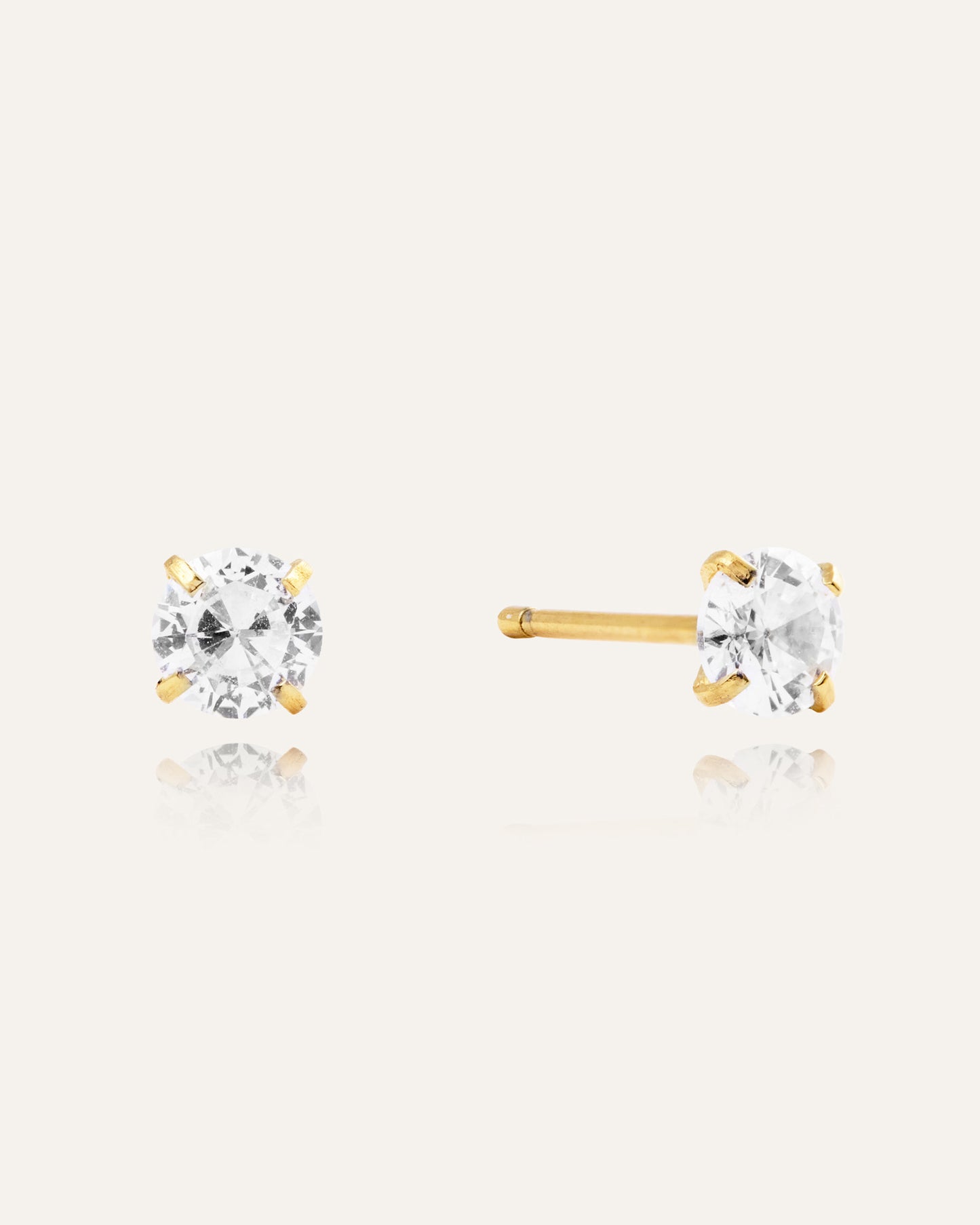 Jolie Gold Medium Studs - White