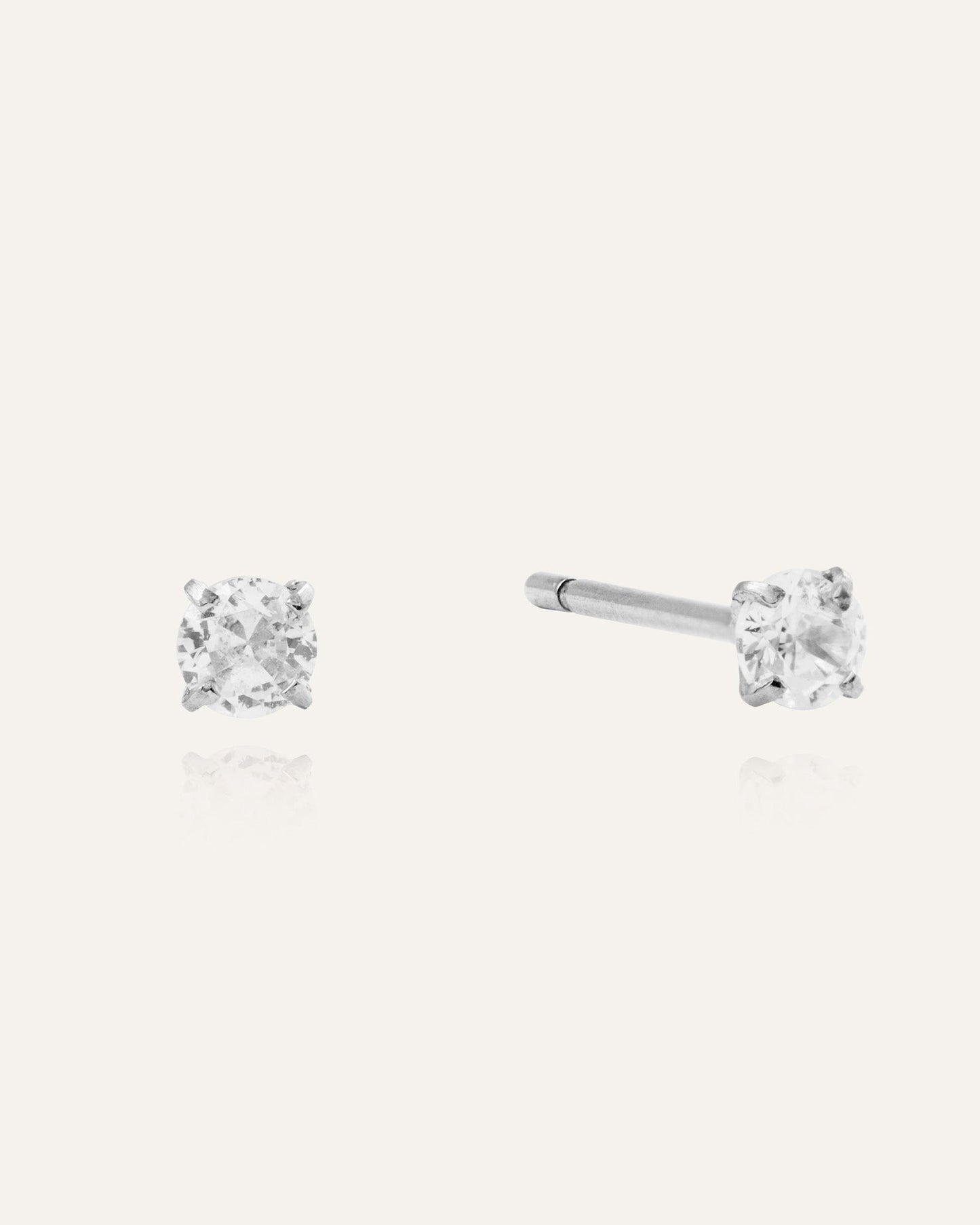 Jolie Silver Small Studs - White