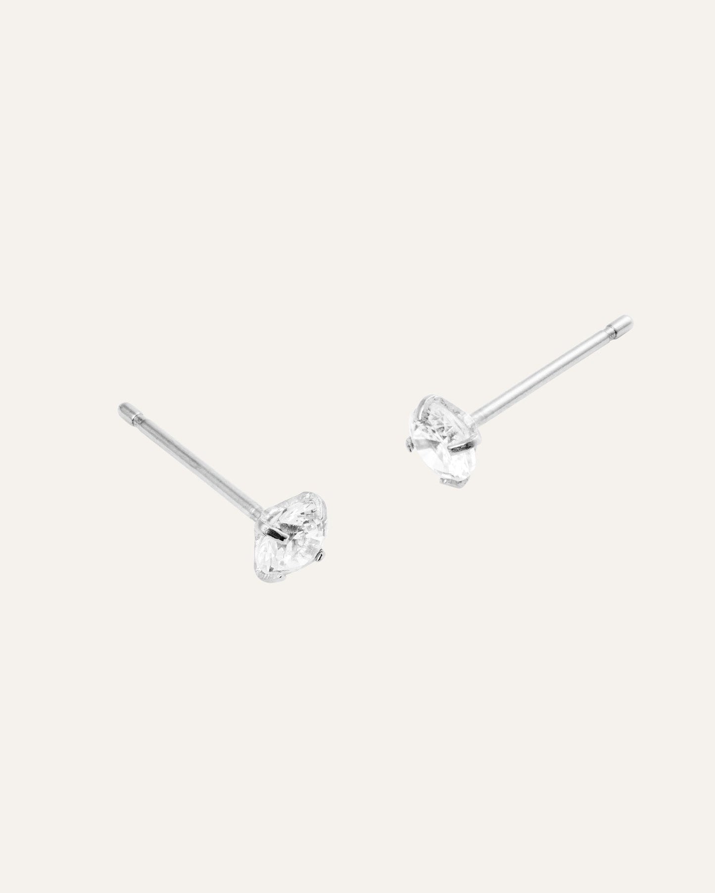 Jolie Silver Medium Studs - White