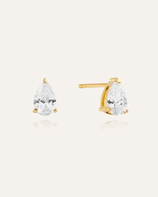 Belle Gold Medium Studs - White