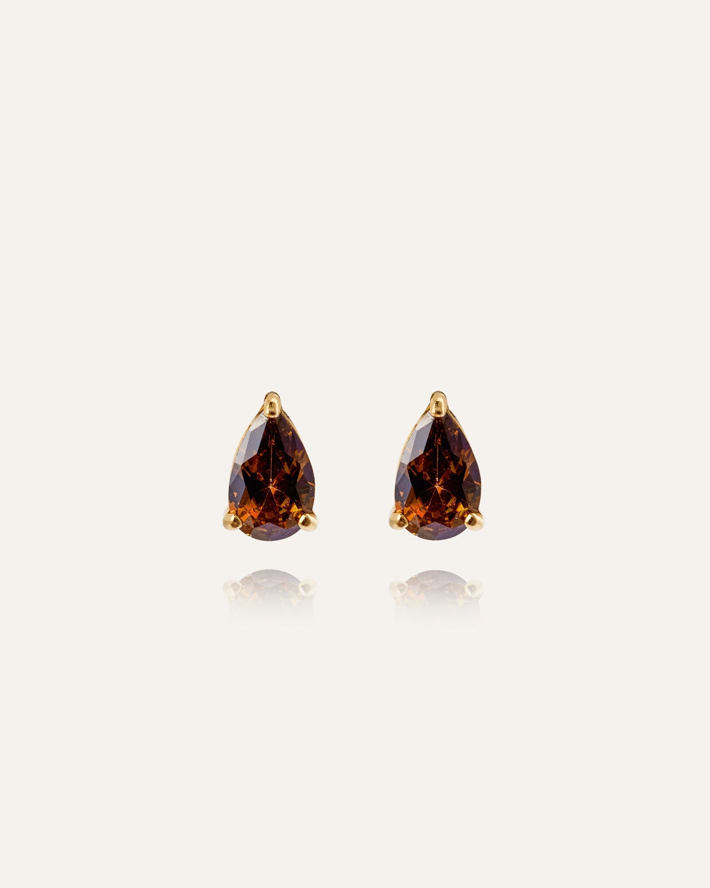 Belle Gold Medium Studs - Coffee