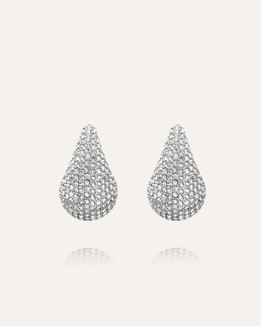 Pavé daring small silver earring
