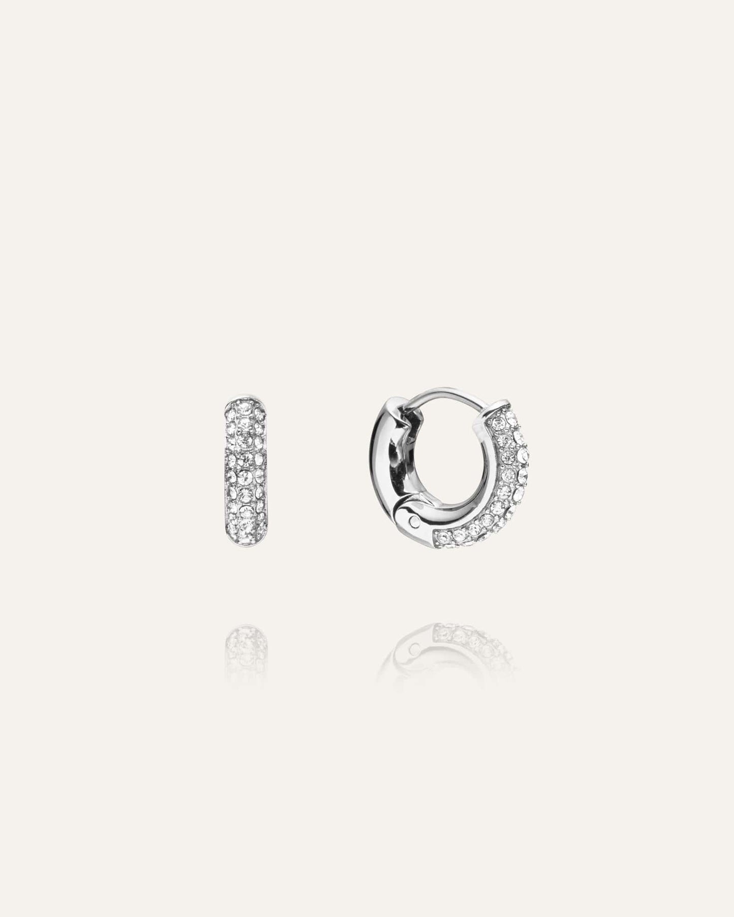 Pavé everyday small silver hoops