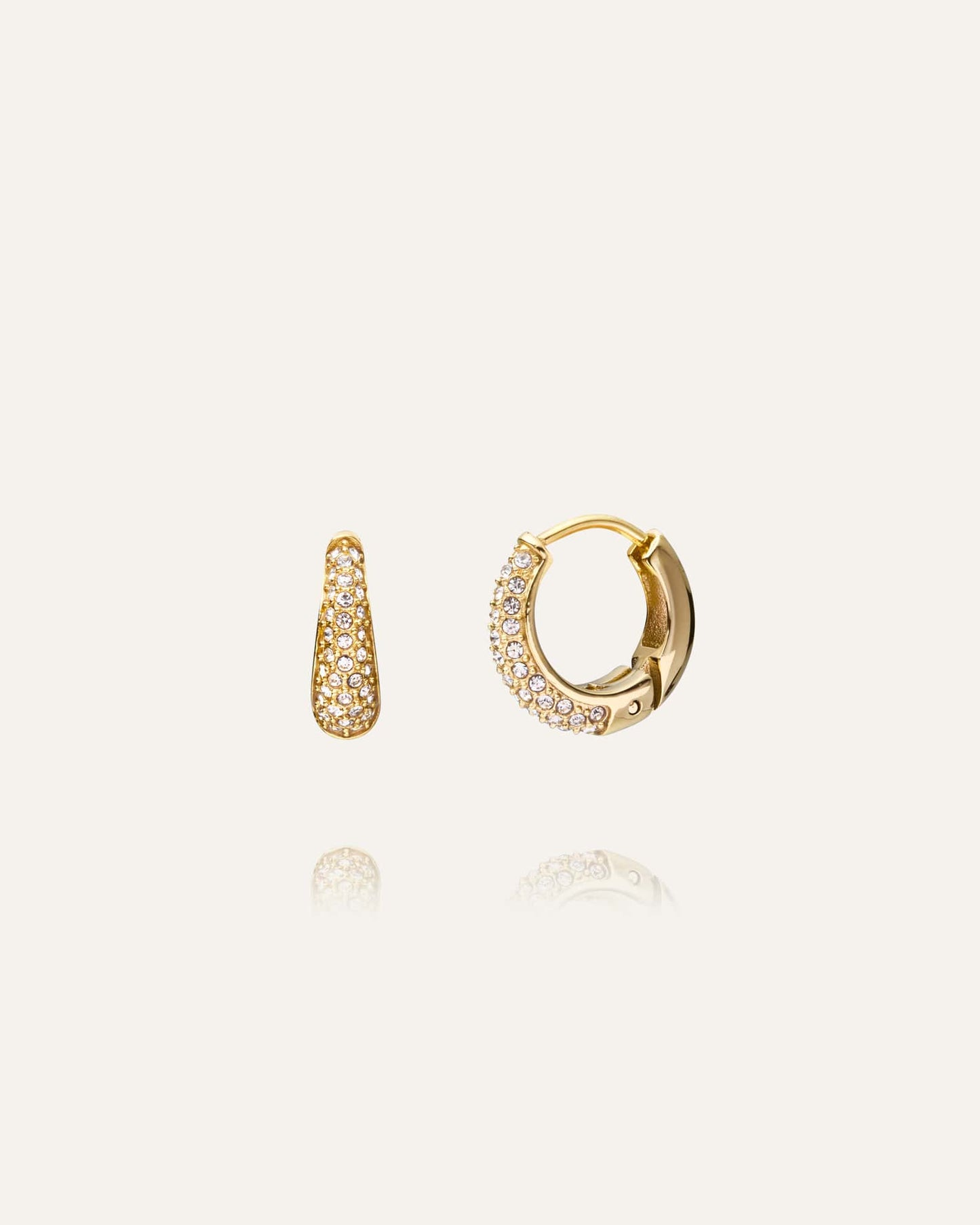 Pavé precious small gold hoops