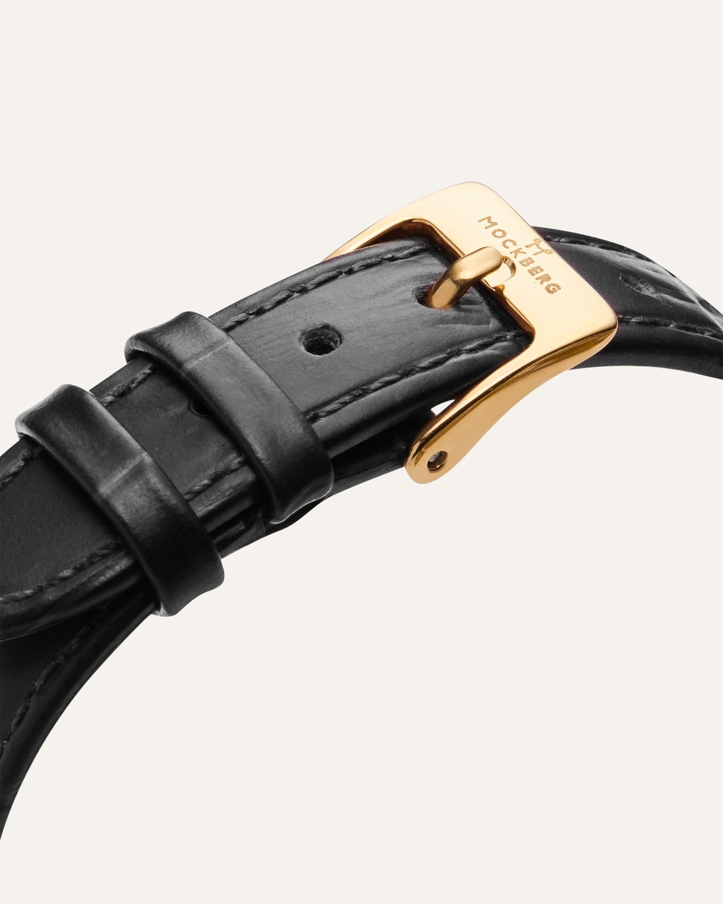 Strap Timeless Black Leather Gold + sprint