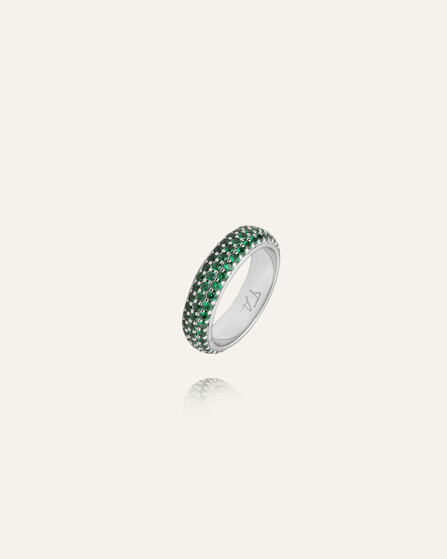 Solar Ring Silver/Green